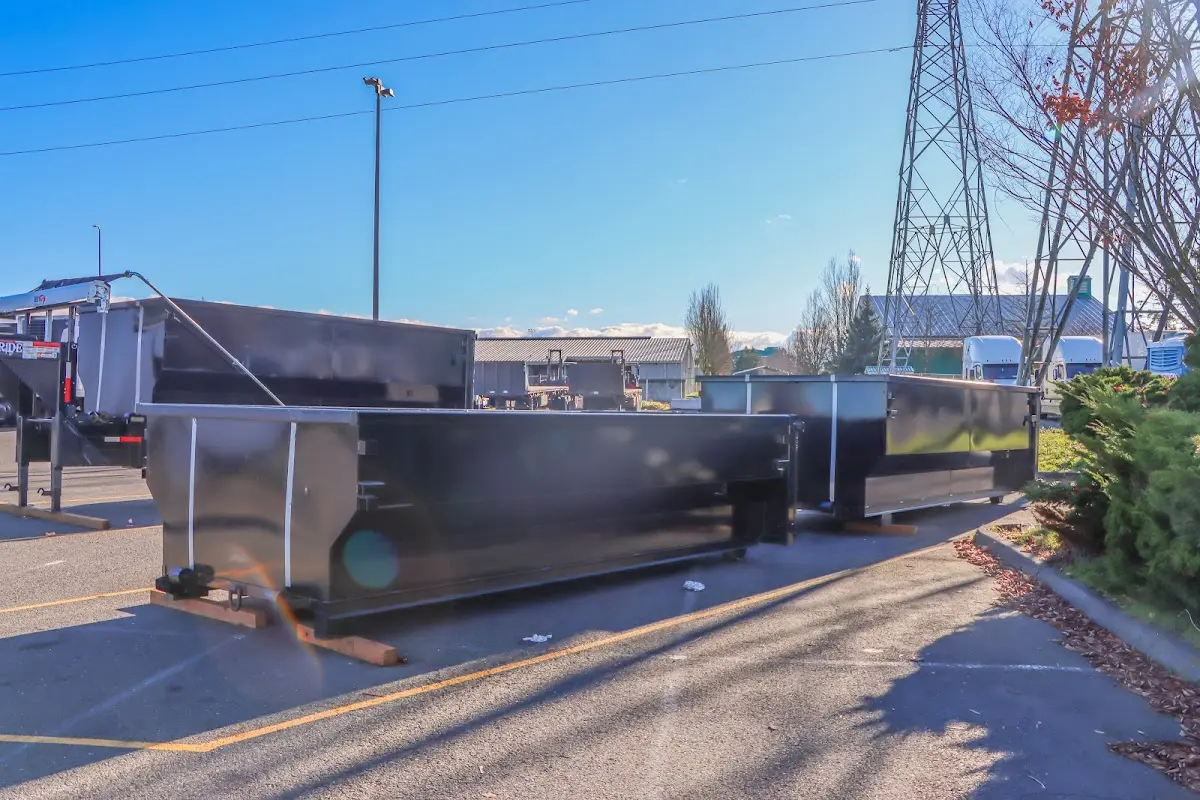 Roll-off dumpster ready for waste disposal at job site for Construction Dumpster Rental in Ralston